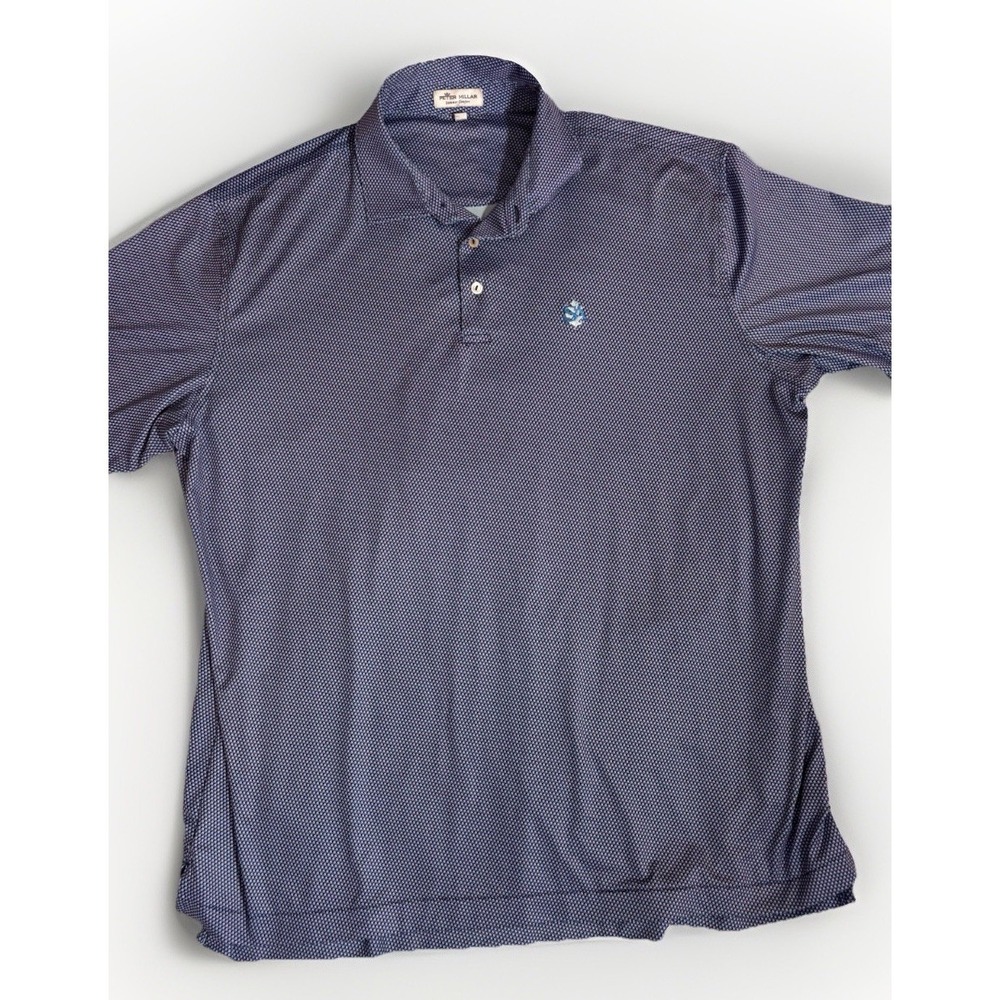 Peter Millar Summer Comfort Polo Shirt XL Geometric Blue Performance Golf‎